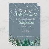 Winter Onederland Erster Geburtstagsschneewaldstar Einladung (Vorne/Hinten)