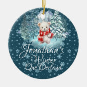 Winter Onederland Erster Niedlicher Bär Keramik Ornament (Vorne)