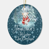 Winter Onederland Erster Niedlicher Bär Keramik Ornament (Links)