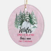 Winter Onederland Erster Weihnachtsschneepinguin Keramik Ornament (Links)