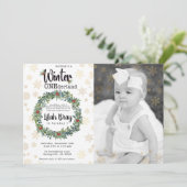 Winter ONEderland Erstes Geburtstag Foto Einladung (Stehend Vorderseite)