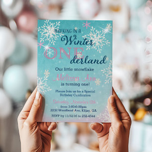 Winter-Onederland-Erstgeburtstagseinladung Einladung