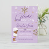 Winter Onederland First Birthday Afroamerikanisch Einladung (Stehend Vorderseite)