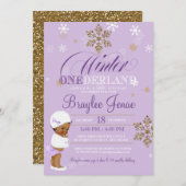 Winter Onederland First Birthday Afroamerikanisch Einladung (Vorne/Hinten)