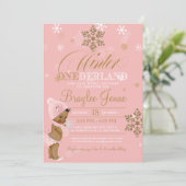 Winter Onederland First Birthday Afroamerikanisch Einladung (Stehend Vorderseite)