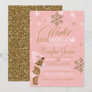 Winter Onederland First Birthday Afroamerikanisch Einladung