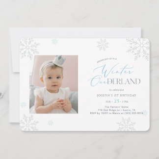 Winter Onederland First Birthday Baby Kid Photo Einladung