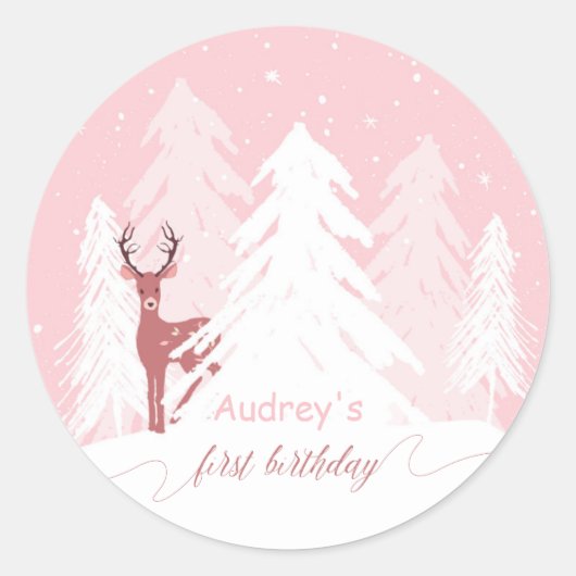 Winter Onederland First Birthday Custom Sticker (Vorderseite)