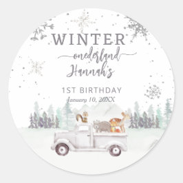 Winter Onederland First Birthday Favor Runder Aufkleber