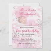 Winter Onederland First Birthday Girl Einladung (Vorderseite)