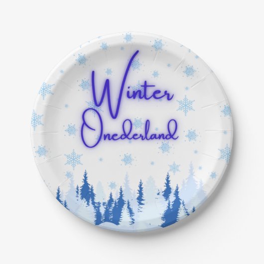Winter Onederland First Birthday Party Plates Pappteller (Vorderseite)