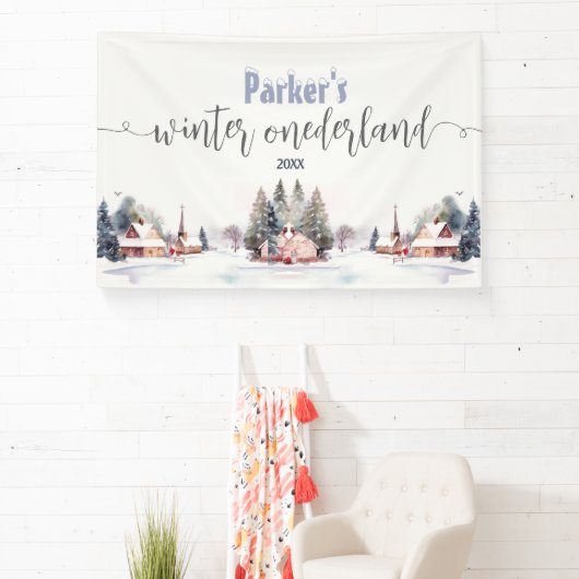 Winter onederland first birthday welcome banner (InSitu)