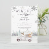 Winter Onederland First Birthday Woodland Einladung (Stehend Vorderseite)