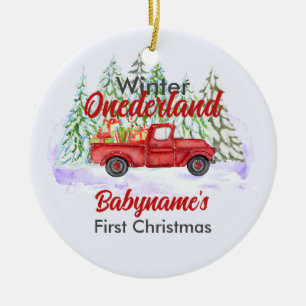 Winter Onederland First Christmas Red Truck Keramik Ornament