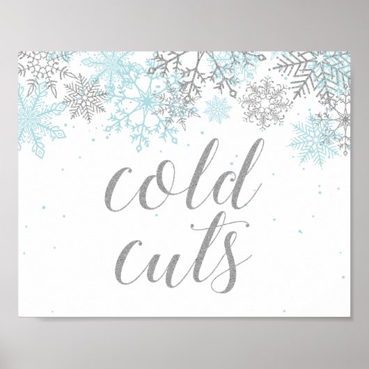 Winter Onederland Food Sign Blue Snowflakes Poster (Vorne)