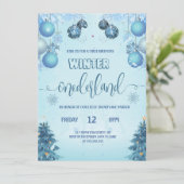 Winter onederland for Boy first birthday Einladung (Stehend Vorderseite)