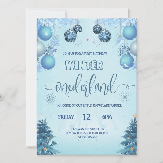 Winter onederland for Boy first birthday Einladung (Vorderseite)