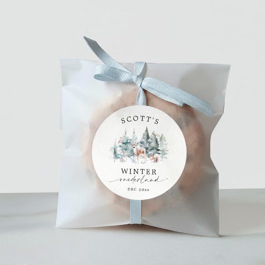 Winter ONEderland Forest Animals 1st Birthday Runder Aufkleber