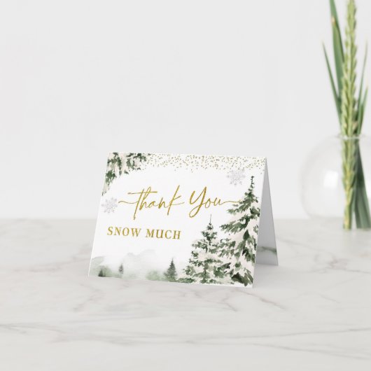 Winter Onederland Forest Erster Geburtstag geklapp Dankeskarte (Vorderseite)