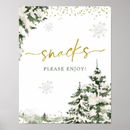 Winter Onederland Forest Erster Geburtstag Snacks Poster