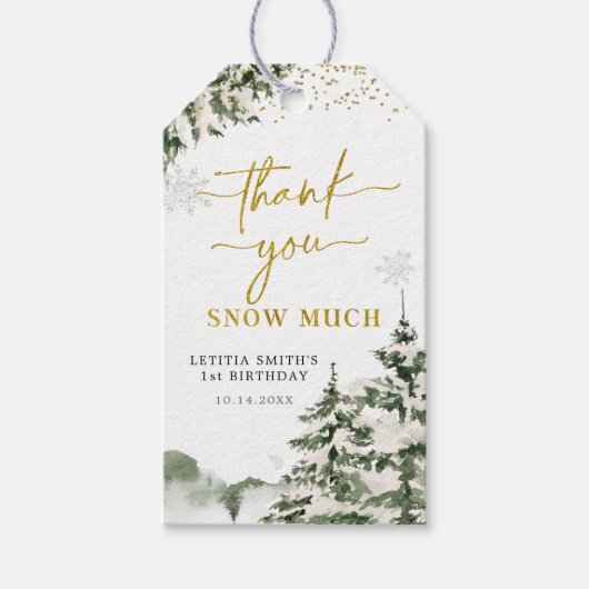 Winter Onederland Forest Erster Geburtstag Vielen Geschenkanhänger (Vorderseite)