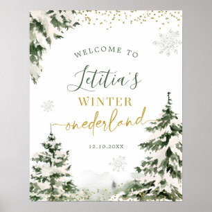 Winter Onederland Forest Erster Geburtstag Willkom Poster