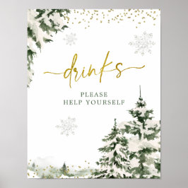 Winter Onederland Forest Erster Geburtstagsgetränk Poster