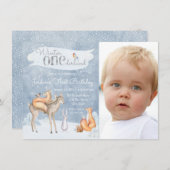 Winter ONEderland Foto 1. Geburtstag Einladungen (Vorne/Hinten)