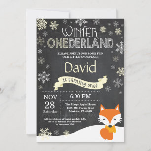 Winter Onederland Fox 1. Geburtstag Einladung