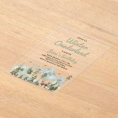 Winter ONEderland Geburtstag | Aquarellirsch Acryleinladungen (Ablage )