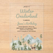 Winter ONEderland Geburtstag | Aquarellirsch Acryleinladungen (Vorderseite)