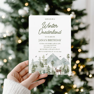 Winter ONEderland Geburtstag   Aquarellirsch Save The Date