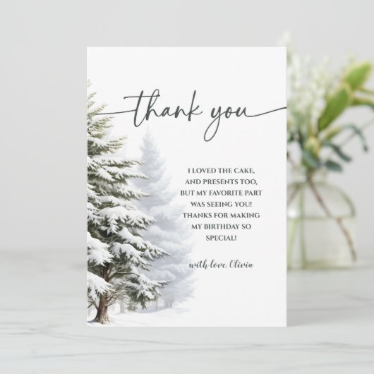 Winter Onederland Geburtstag Danke Karte (Stehend Vorderseite)