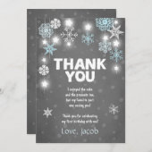 Winter ONEderland Geburtstag danken Ihnen, blauen Dankeskarte (Vorne/Hinten)