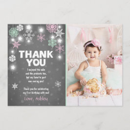 Winter ONEderland Geburtstag danken Ihnen, Mädchen Dankeskarte