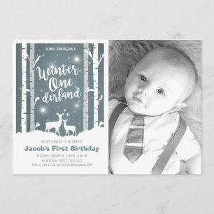 Winter Onederland Geburtstag einladen Hirschbäume Einladung