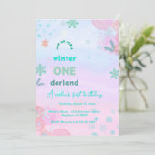 Winter Onederland Geburtstag Einladung (Stehend Vorderseite)