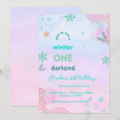 Winter Onederland Geburtstag Einladung (Vorne/Hinten)