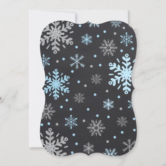 Winter ONEderland Geburtstag Einladung Blue Silver (Rückseite)