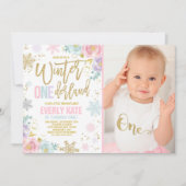 Winter ONEderland Geburtstag Einladung Pink Gold (Vorderseite)