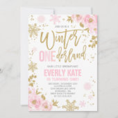 Winter ONEderland Geburtstag Einladung Pink Gold (Vorderseite)