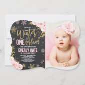 Winter ONEderland Geburtstag Einladung Pink Gold (Vorderseite)