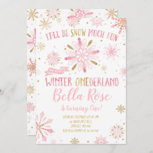 Winter ONEderland Geburtstag Einladung Pink Gold