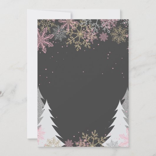 Winter ONEderland Geburtstag Einladung Rosa (Rückseite)