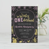 Winter Onederland Geburtstag Einladung Schneeflock (Stehend Vorderseite)