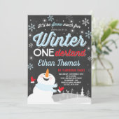 Winter ONEderland Geburtstag Einladung Snowman Blu (Stehend Vorderseite)