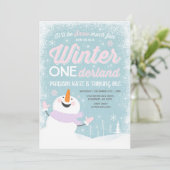 Winter ONEderland Geburtstag Einladung Snowman Pin (Stehend Vorderseite)