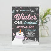 Winter ONEderland Geburtstag Einladung Snowman Pin (Stehend Vorderseite)