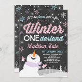 Winter ONEderland Geburtstag Einladung Snowman Pin (Vorne/Hinten)