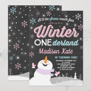 Winter ONEderland Geburtstag Einladung Snowman Pin